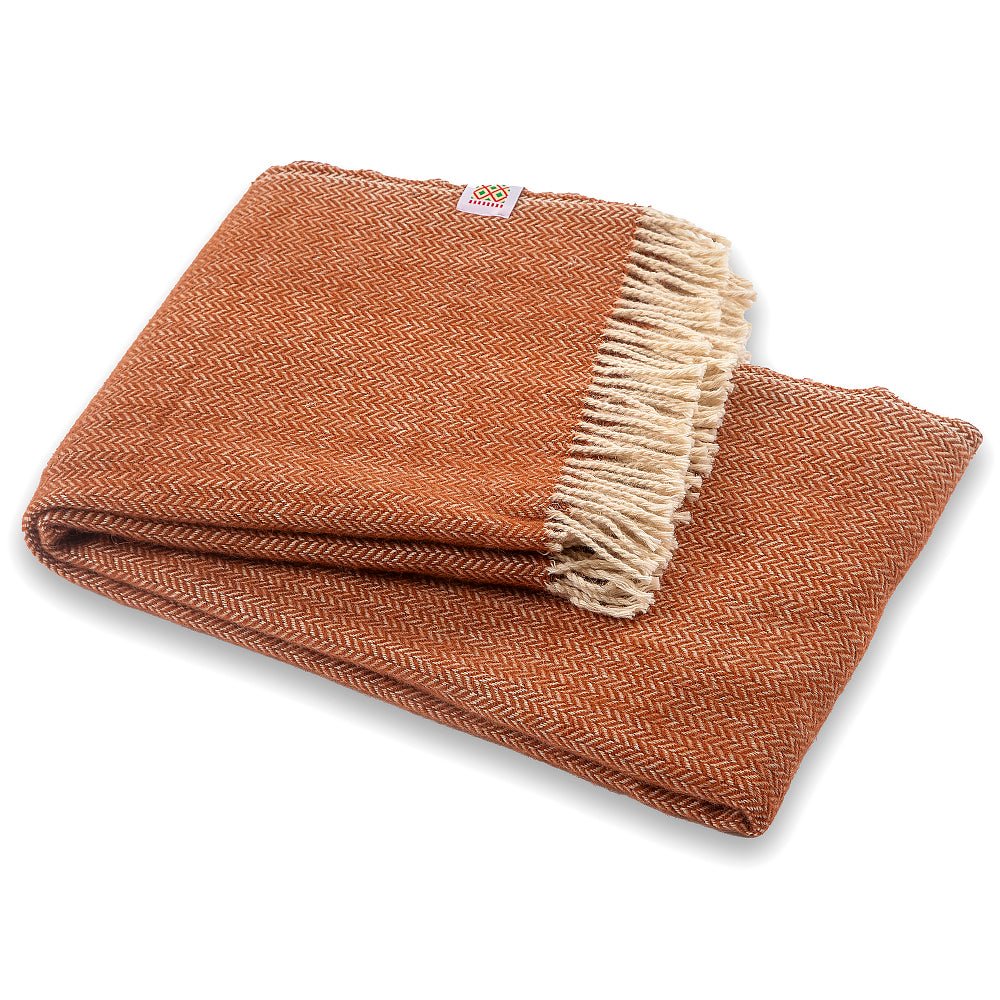 Wool blanket Elma XVIII - brick LARGE - Balkanova
