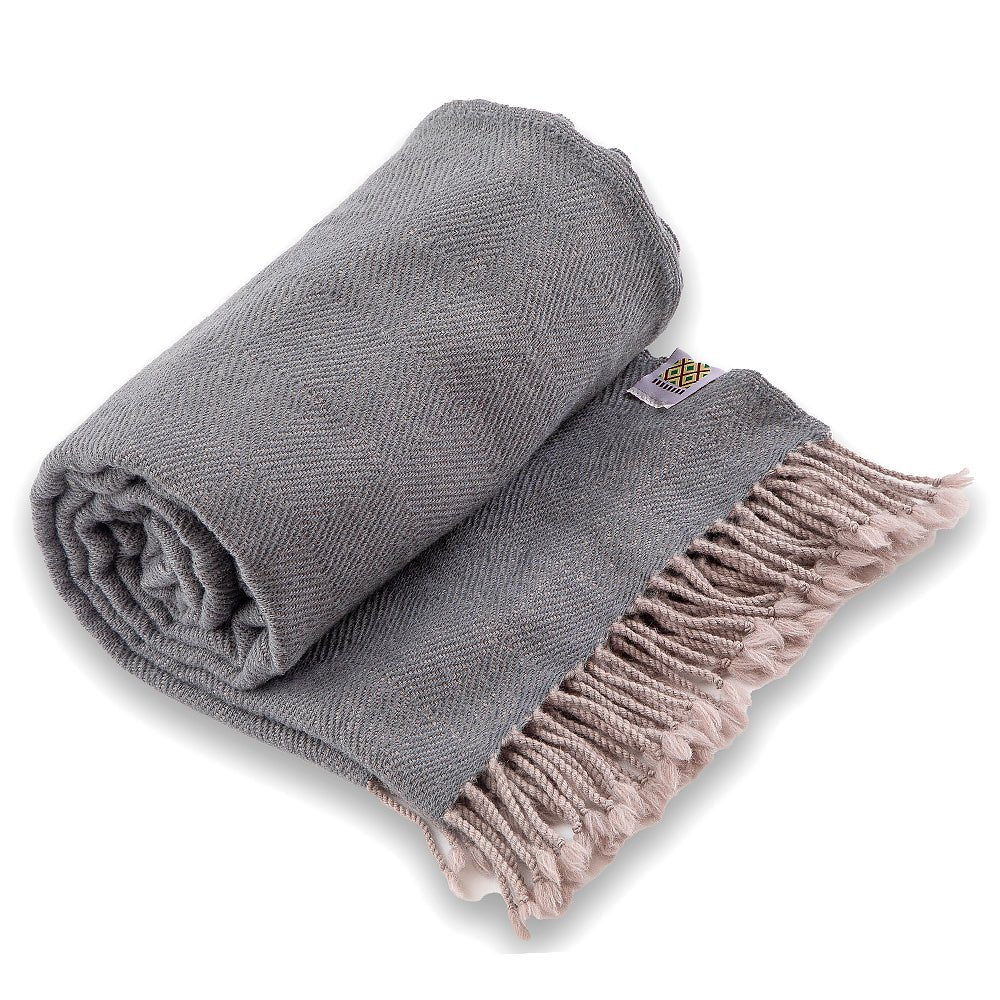 Wool blanket Kostadina merino - dark grey