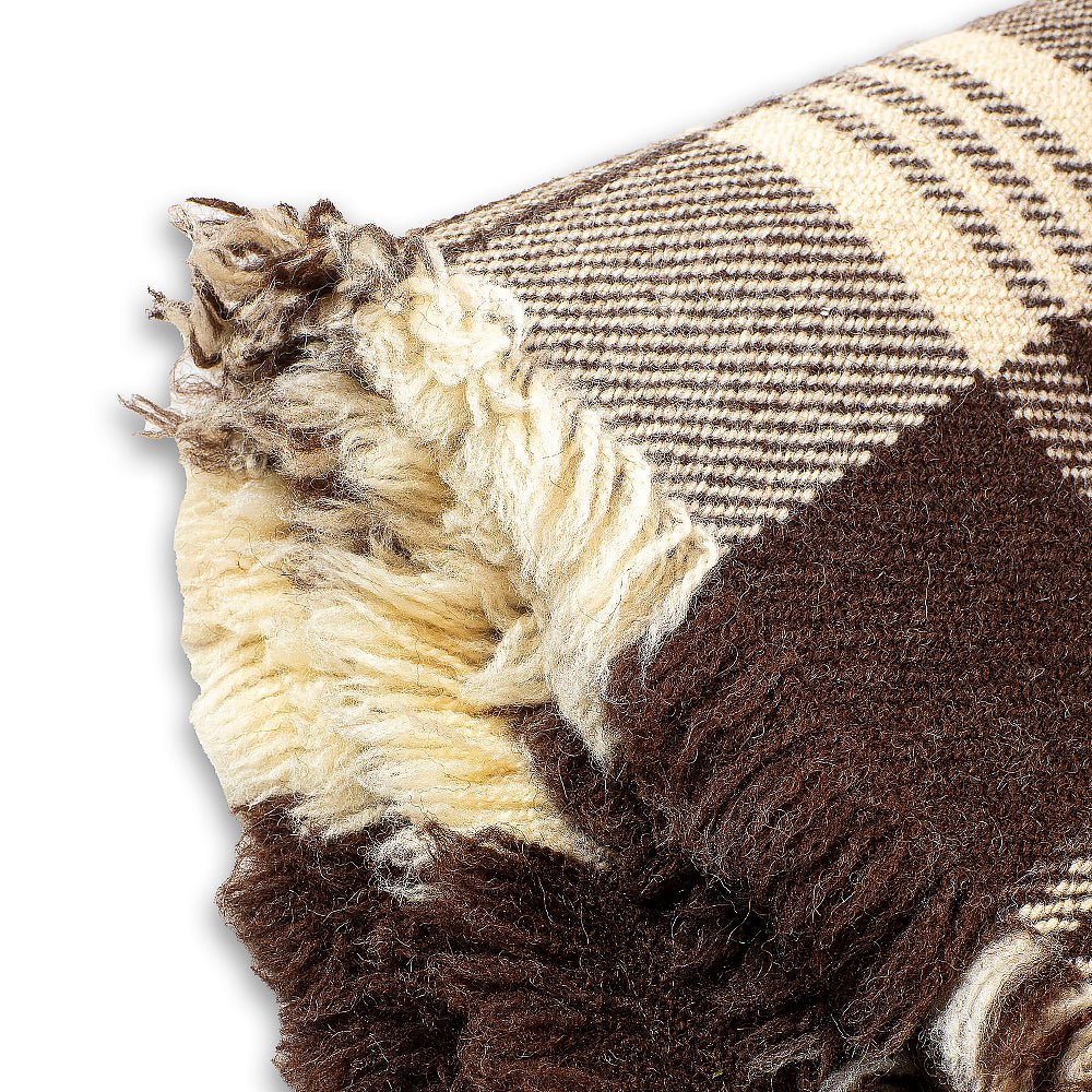 Rodopa I wool blanket – natural, undyed white and brown wool-Balkanova