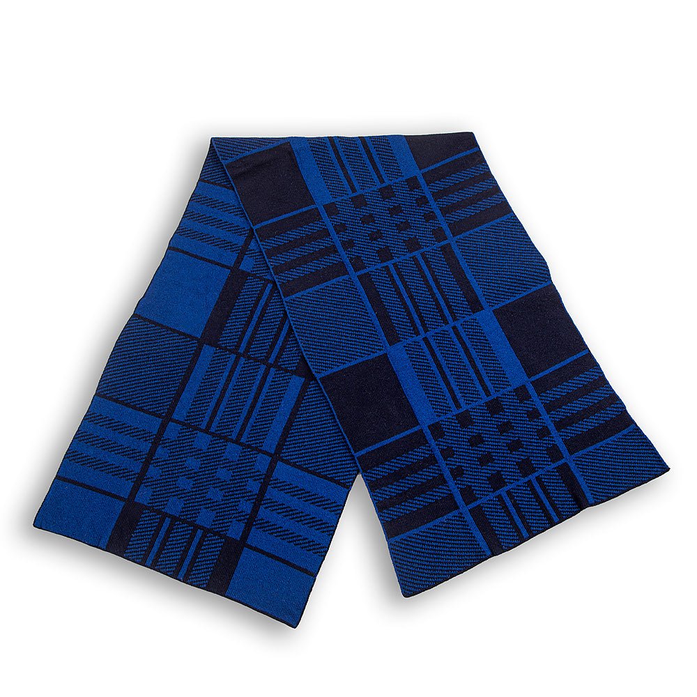 Wool scarf "Rodopa" - light and dark blue merino-Balkanova