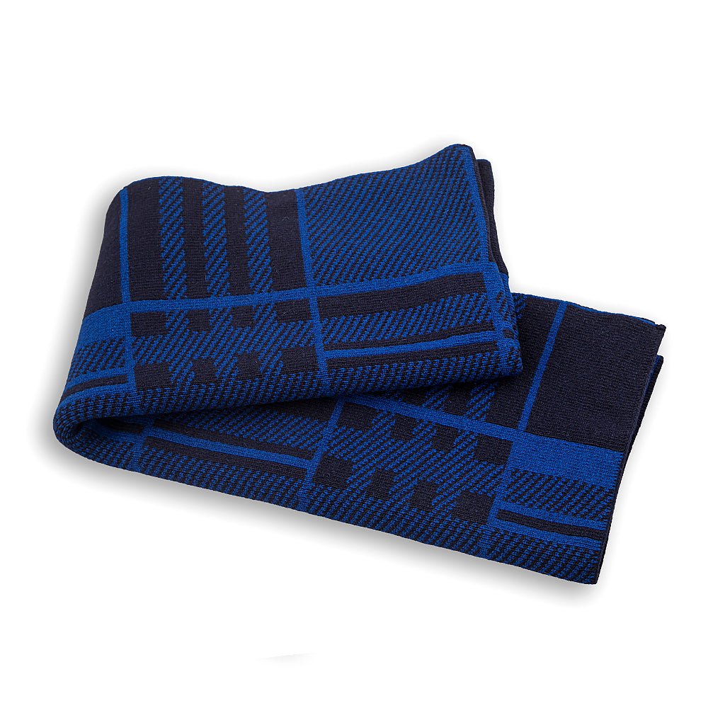 Wool scarf "Rodopa" - light and dark blue merino-Balkanova