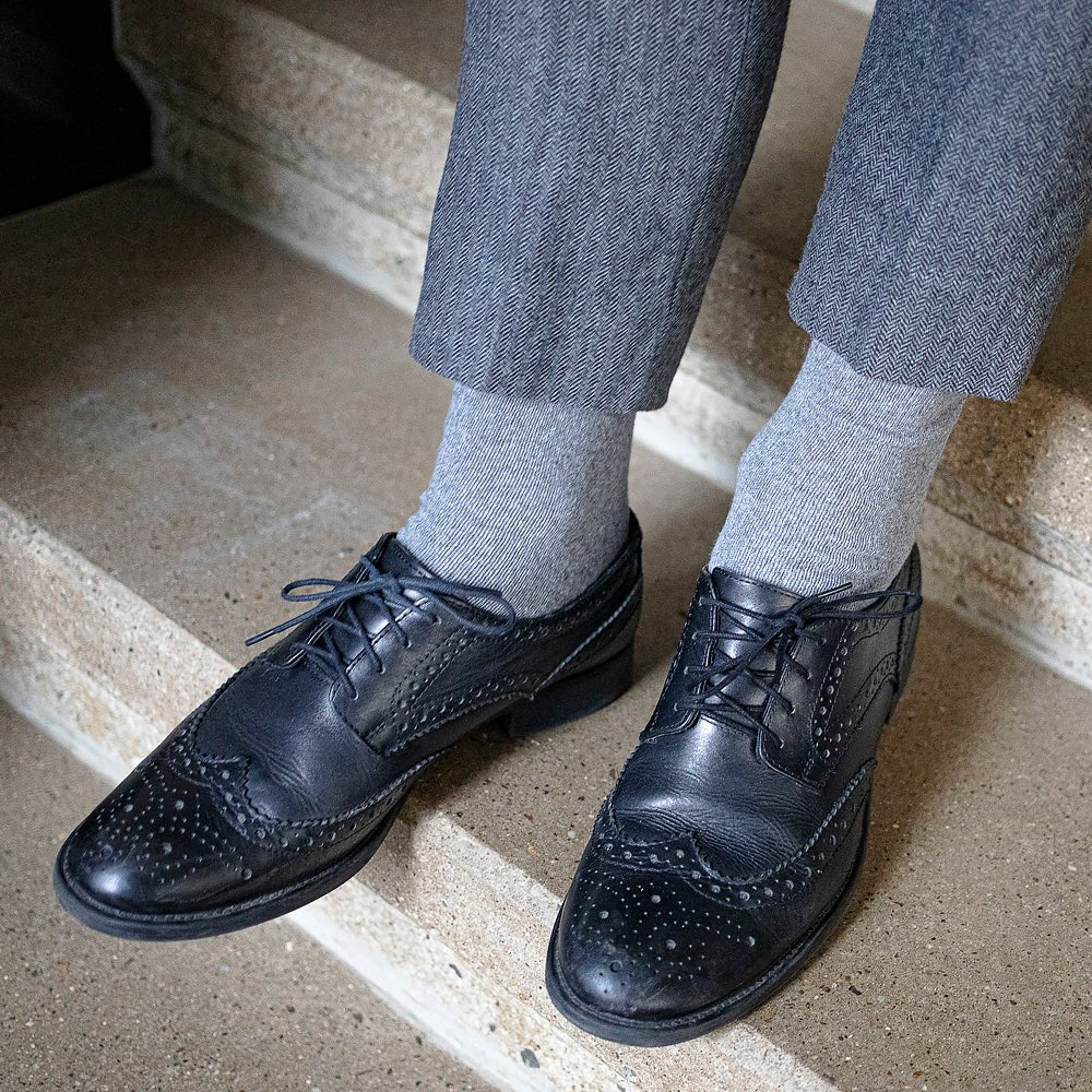 Wool socks, 100% wool, solid-color smooth knit – gray-Balkanova