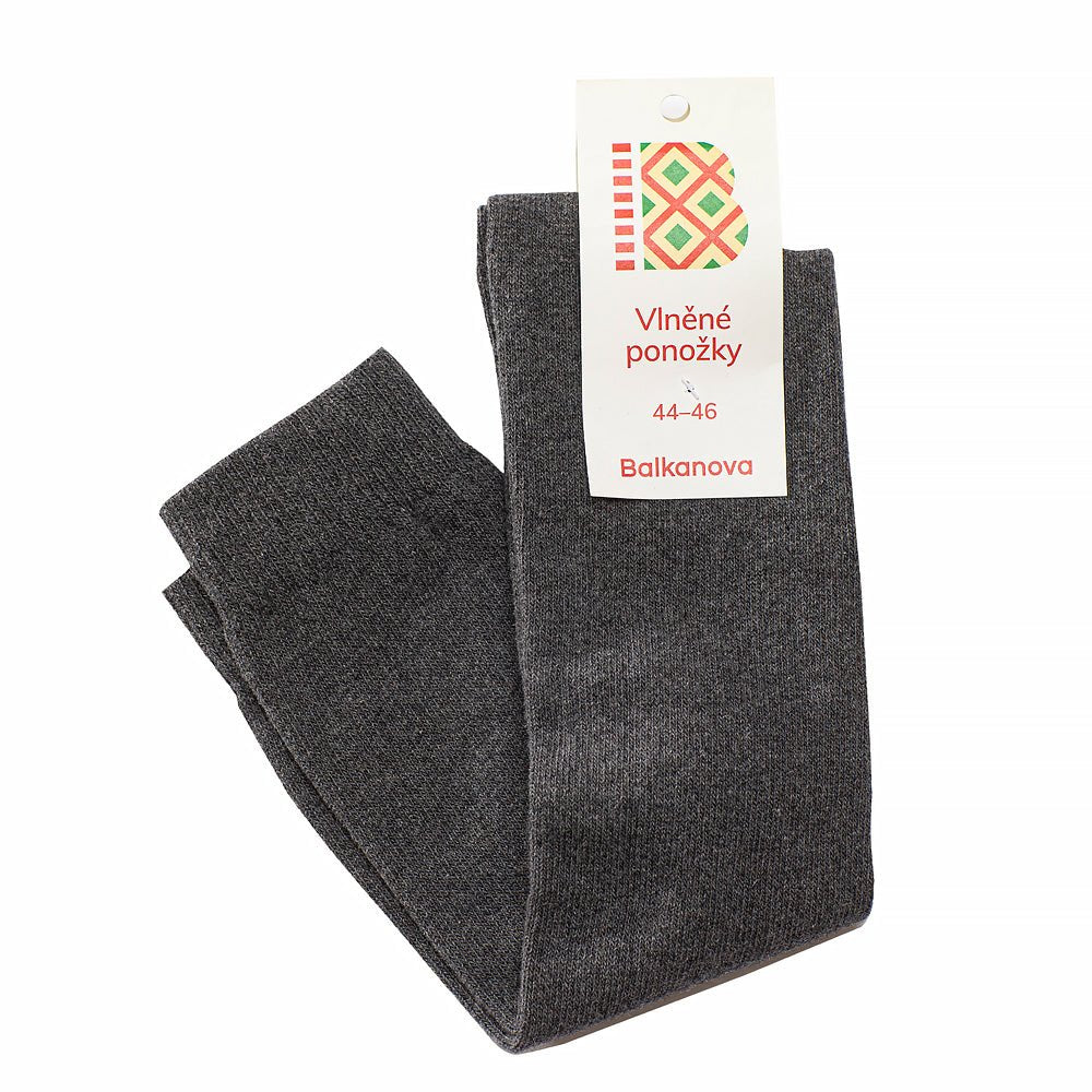 Wool socks, 100% wool, solid-color smooth knit – gray-Balkanova