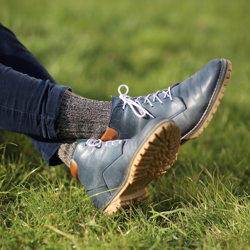 Wool socks – 100% wool, thick elastic knit – brown mélange-Balkanova
