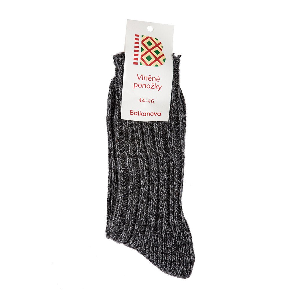 Wool socks – 100% wool, thick elastic knit – brown mélange-Balkanova