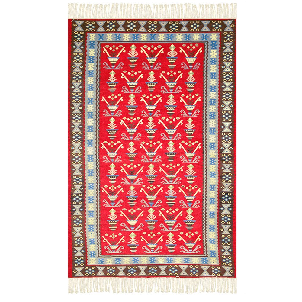 Woolen Kilim XII - Flowers in a pot-Balkanova