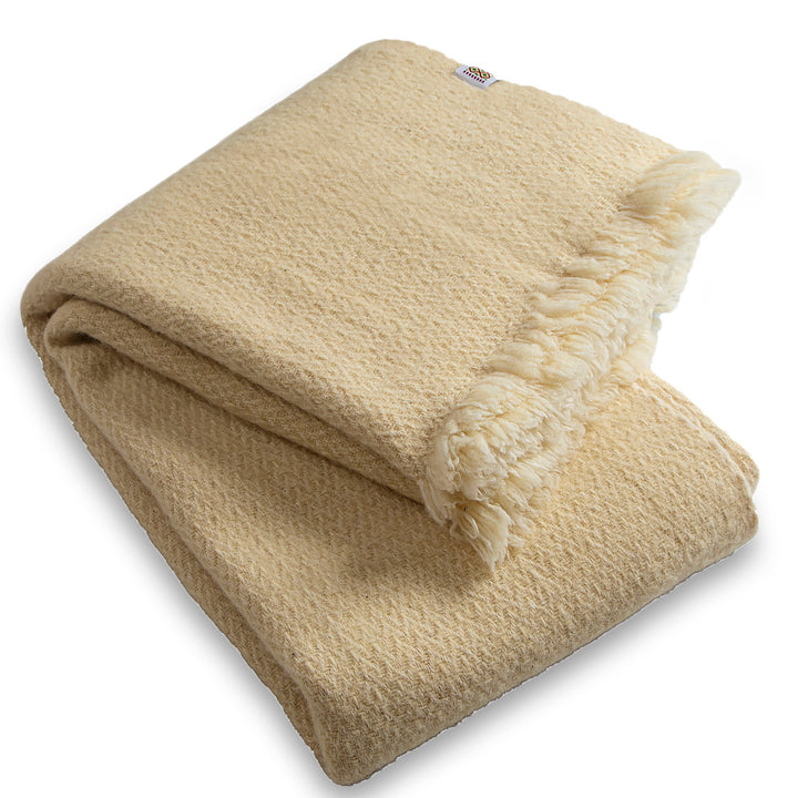 Woolen bedspread Karandila VII white undyed, EXTRA LARGE