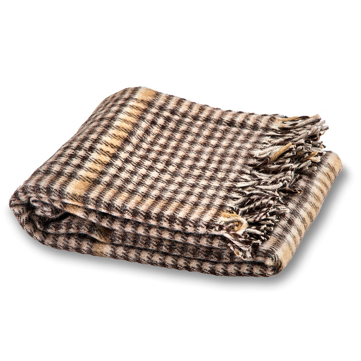 Wool blanket Elma XI - brown and beige cube