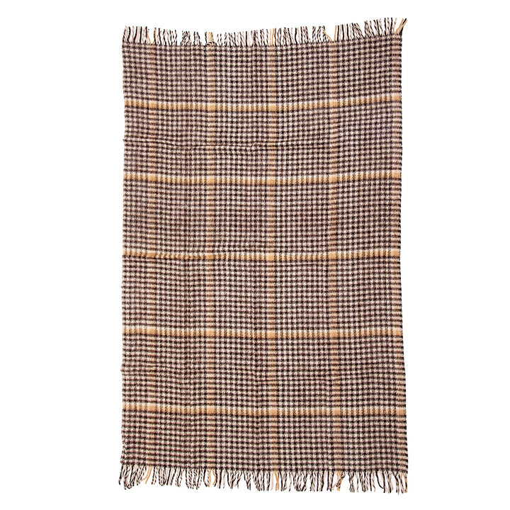 Wool blanket Elma XI - brown and beige cube
