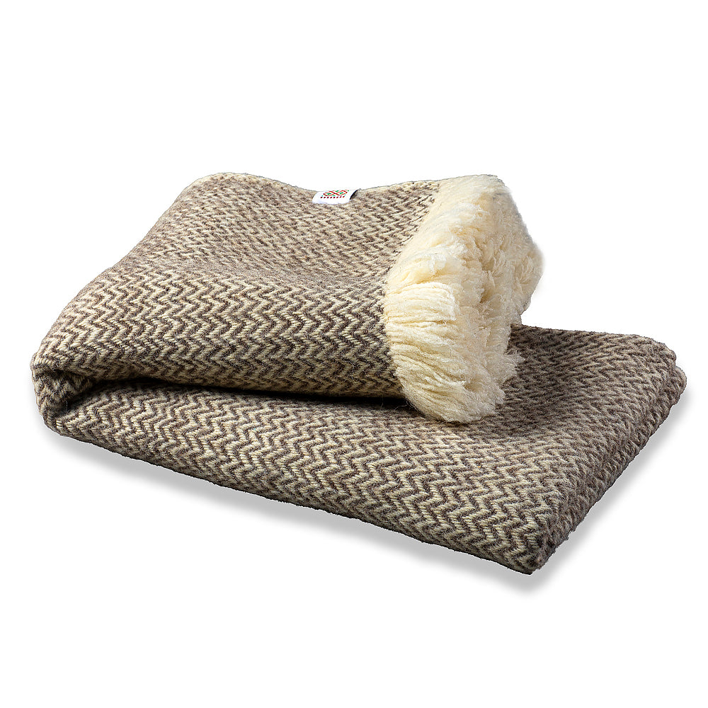 Wool blanket Karandila XV grey undyed-Balkanova