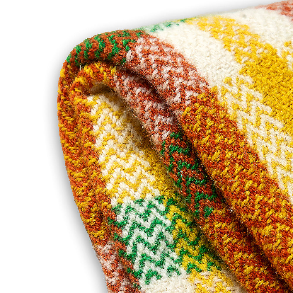 Wool blanket Perelika 14 - orange, yellow, white and green-Balkanova
