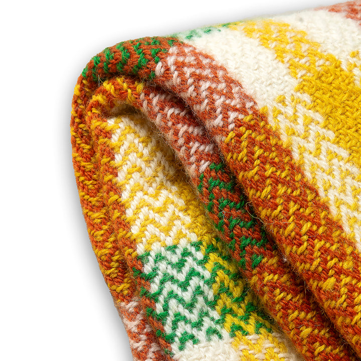 Wool blanket Perelika 14 - orange, yellow, white and green-Balkanova