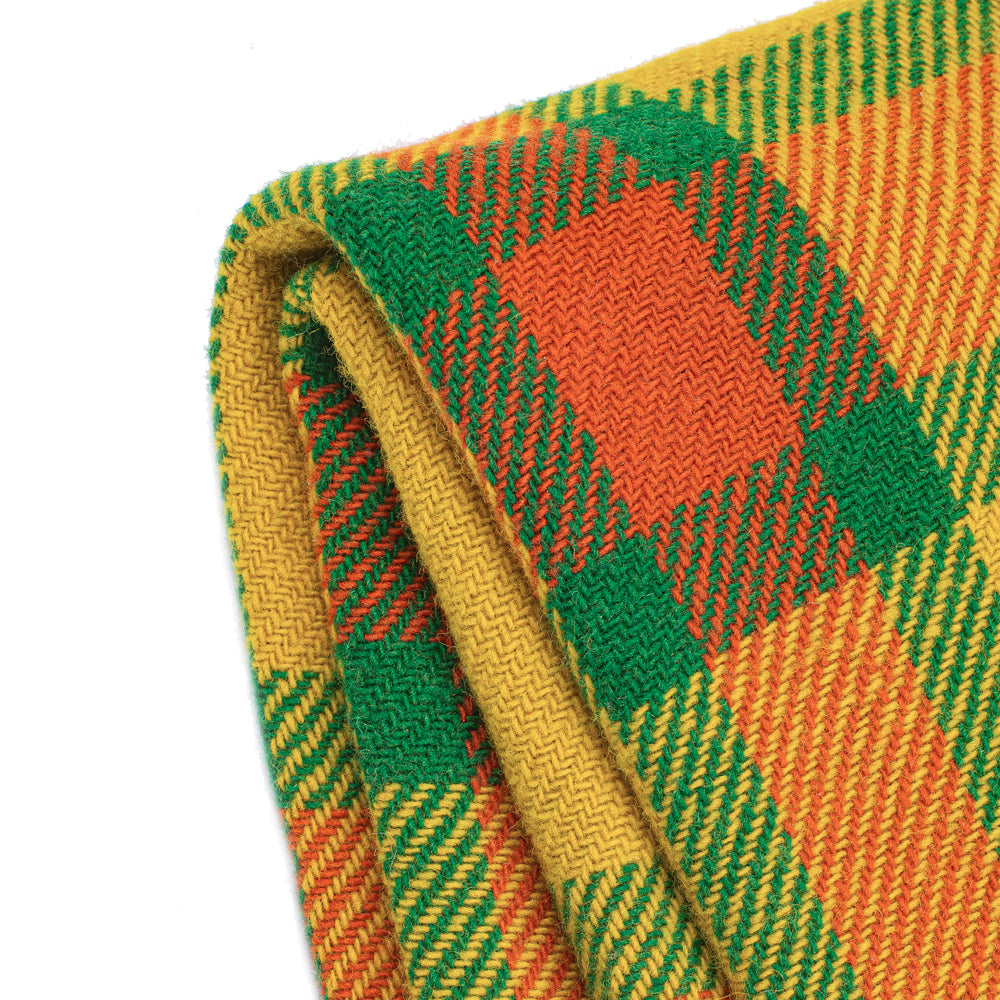 Colorful Wool Blanket Perelika XVIII – Yellow, Orange, and Green Checkered-Balkanova