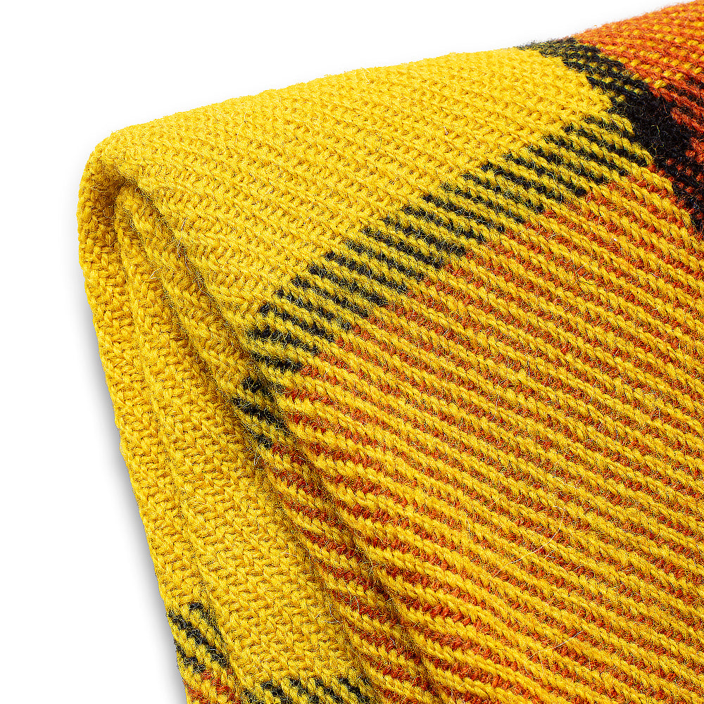 Perelika II wool blanket – orange and yellow checks-Balkanova