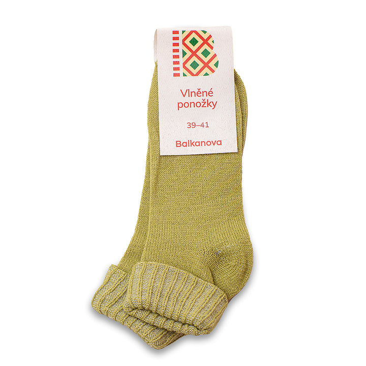 wool socks rolled hem light green-Balkanova