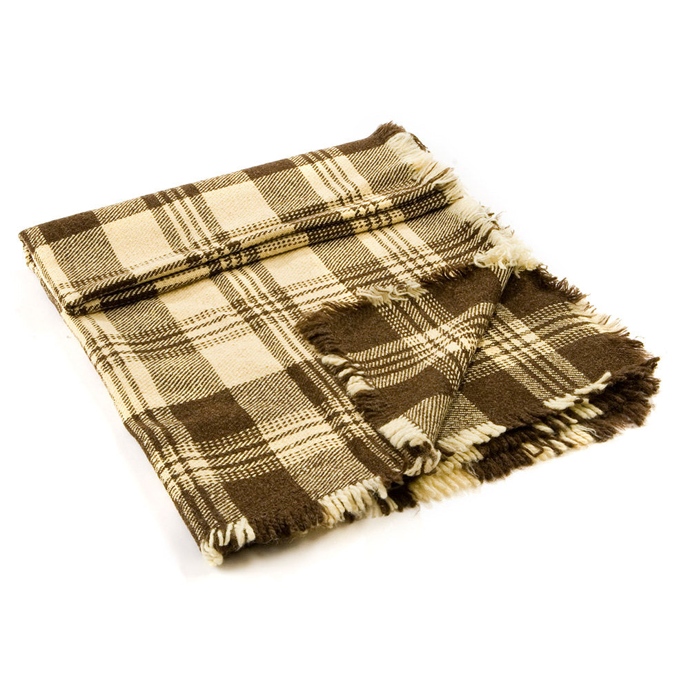 Wool Throw Rodopa I – Natural Undyed White and Brown Wool-Balkanova