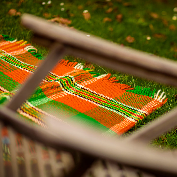 Wolldecke Rodopa XVII - grün und orange kariert