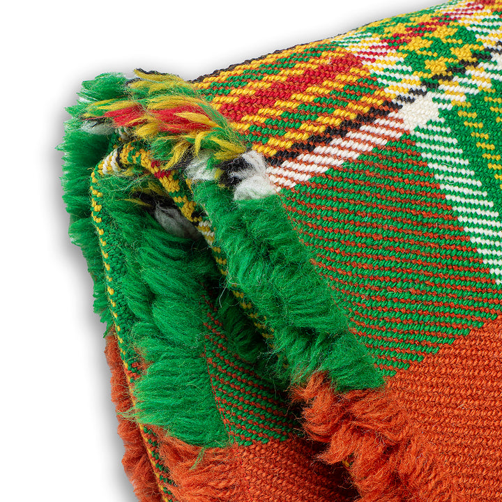 Wolldecke Rodopa XVII - grün und orange kariert