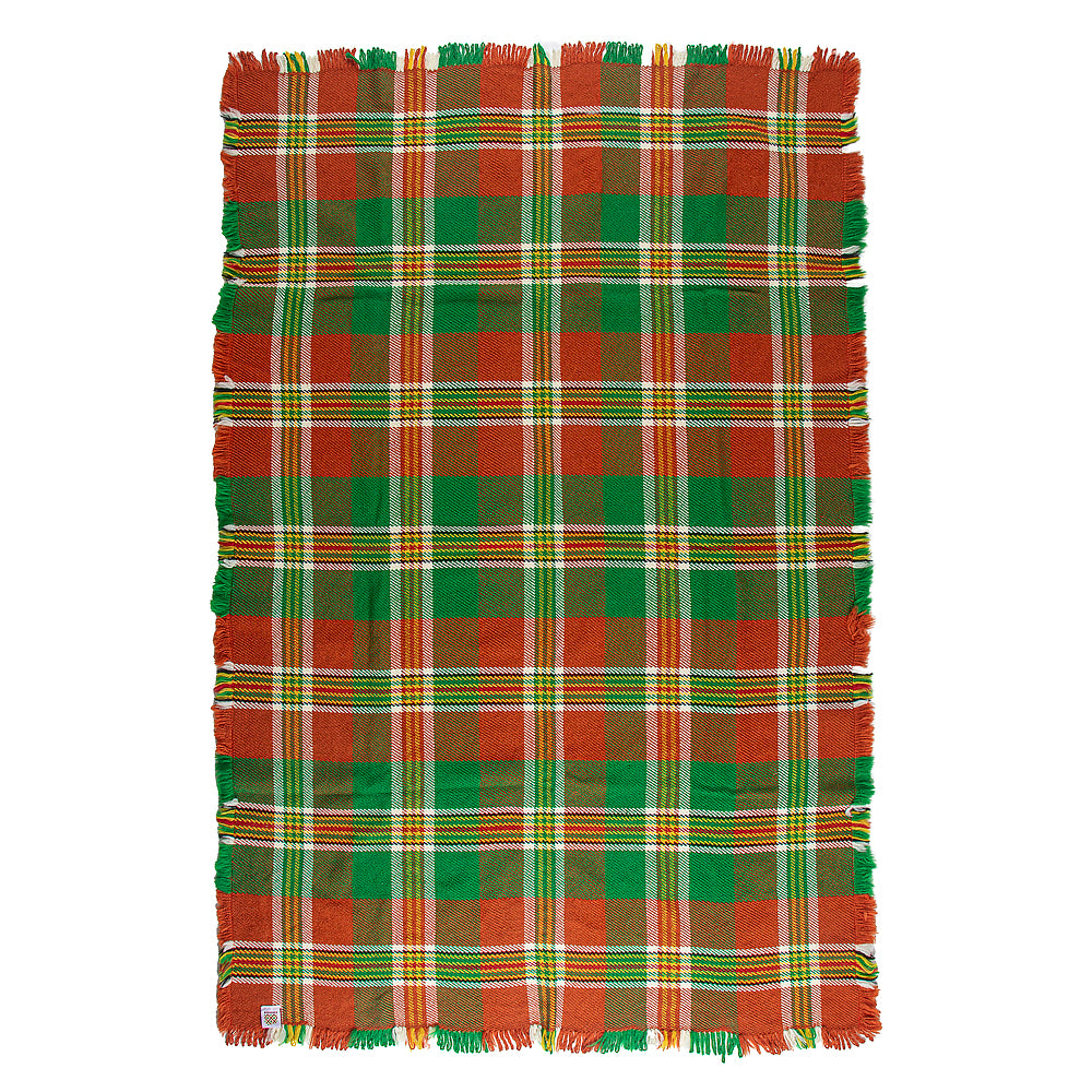 Wolldecke Rodopa XVII - grün und orange kariert