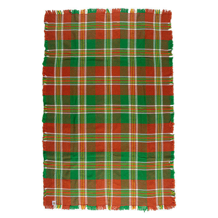Wolldecke Rodopa XVII - grün und orange kariert