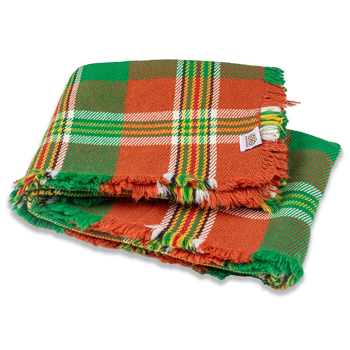 Wolldecke Rodopa XVII - grün und orange kariert