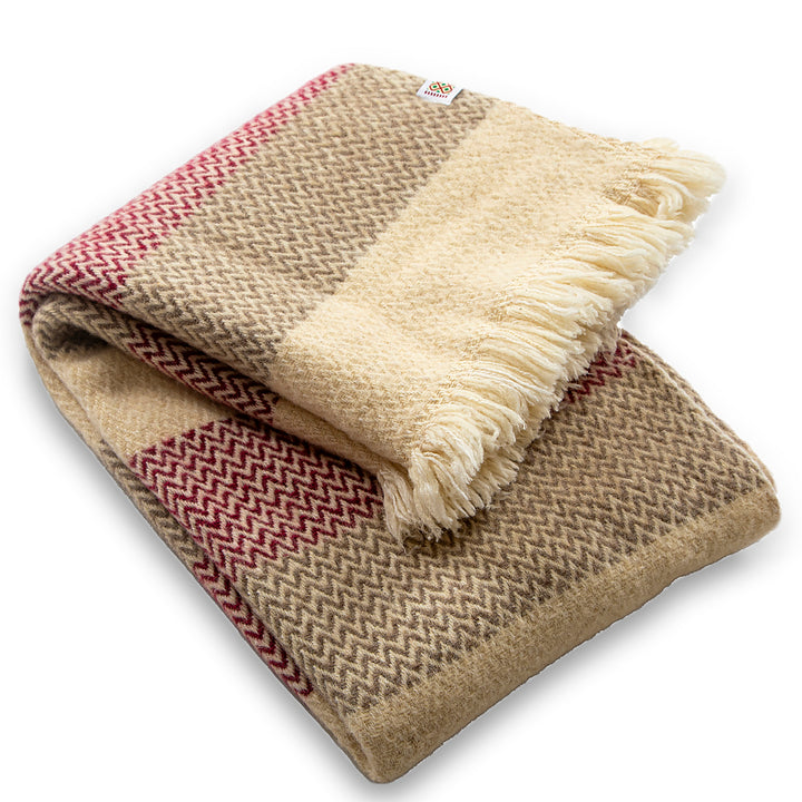 Vlněná deka Karandila XIX s vínovými a šedými pruhy-Balkanova