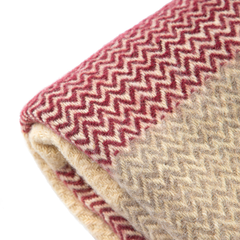 Karandila XIX Wool Blanket with Burgundy and Gray Stripes-Balkanova