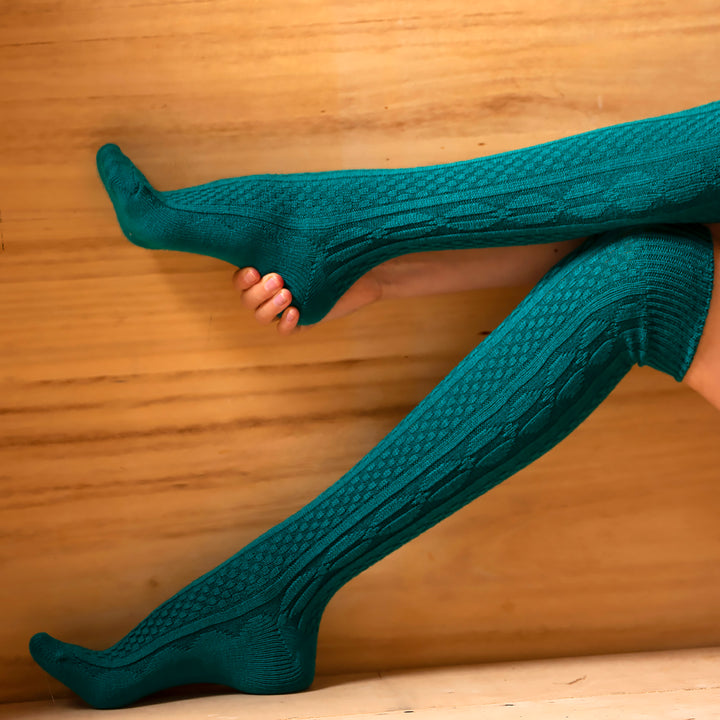 Gemusterte Wollsocken 80% Wolle, türkis