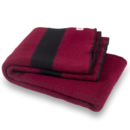 Thick Wool Blanket Rainbow III - burgundy with black stripes