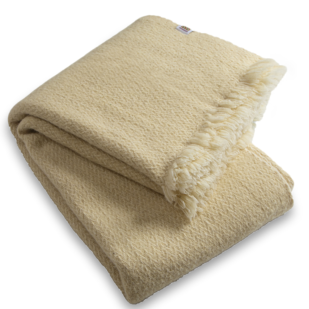 Wool Blanket Karandila VII natural white, King Size, EXTRA LARGE