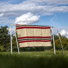 Wool Blanket Rainbow XIII - White with Red and Black Stripes