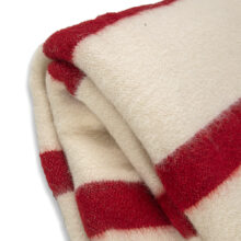 Thick Wool Blanket Rainbow XV - white with thin red stripes