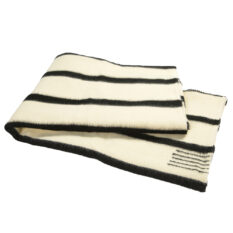 Thick Wool Blanket Rainbow VIII - white with thin black stripes