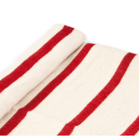 Silná vlněná deka Rainbow XV - bílá s tenkými červenými pruhy
