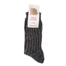 Vlněné ponožky 100% vlna, silný pružný úplet (hnědý melír)