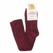 Knee Socks 80% Wool, Patterned, Burgundy