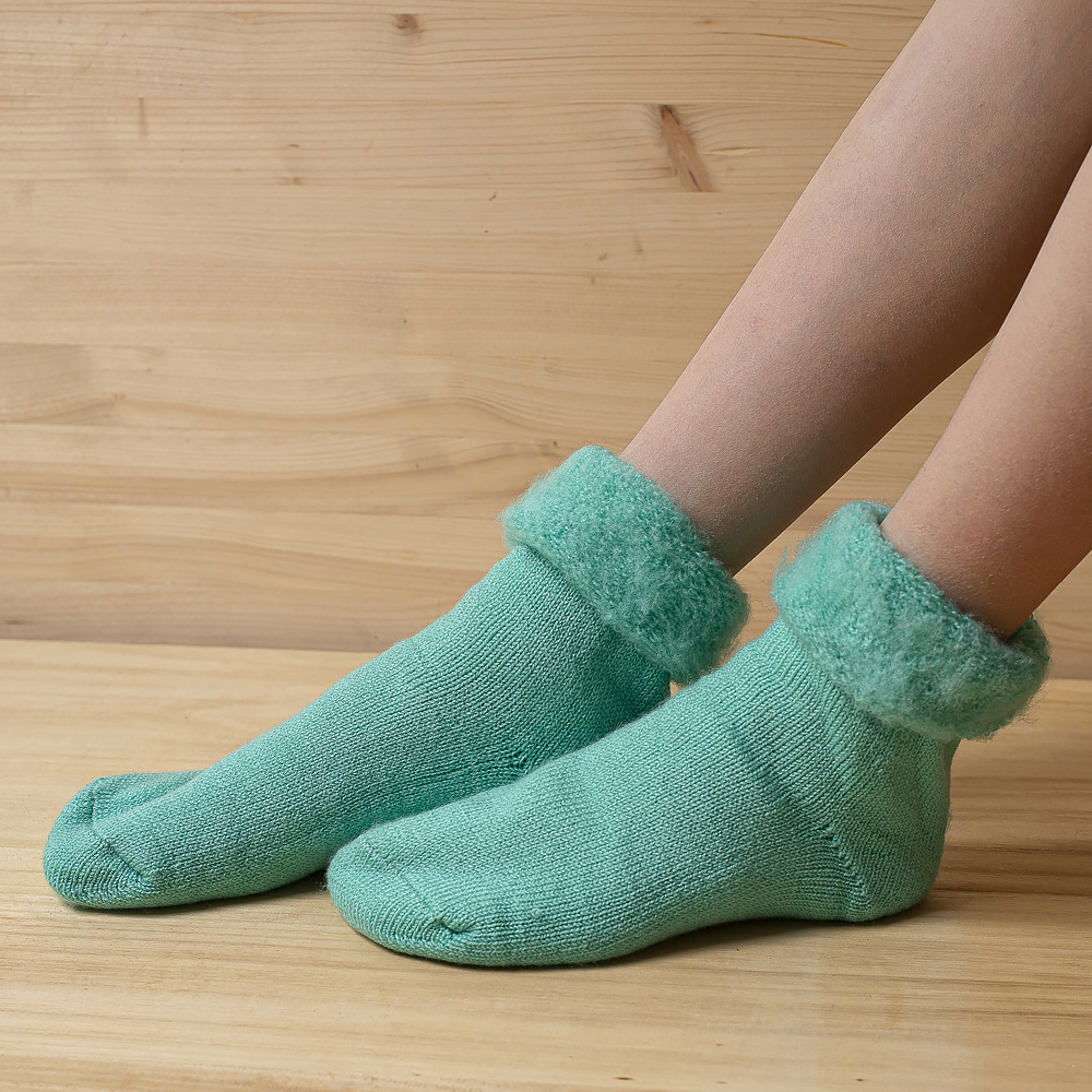 Vlněné ponožky „šošonky“ - tyrkysové