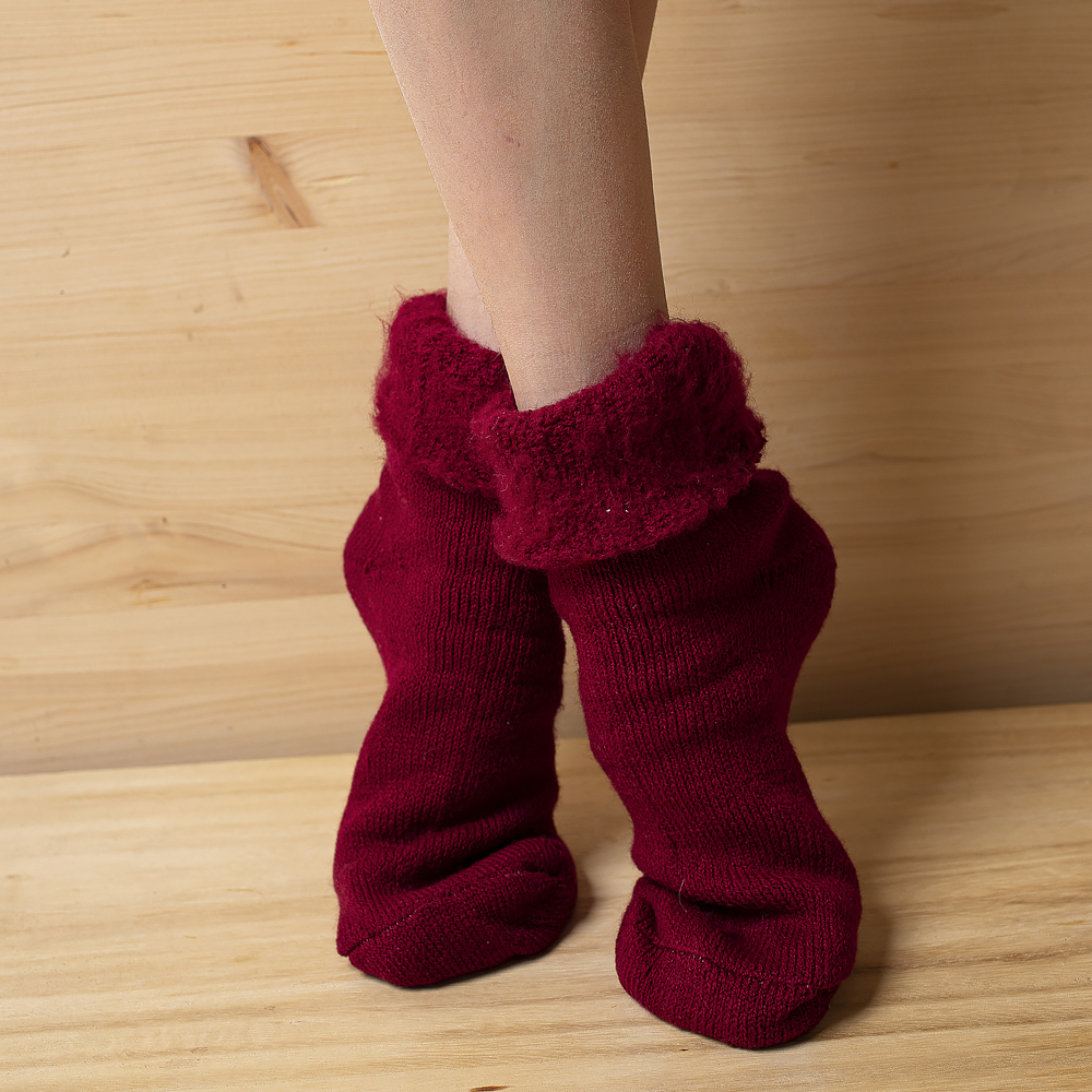 Vlněné ponožky "šošonky" - bordó