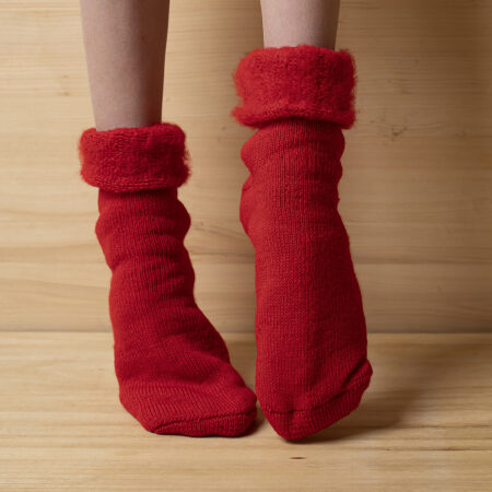 Vlnené ponožky "šošonky" - červené
