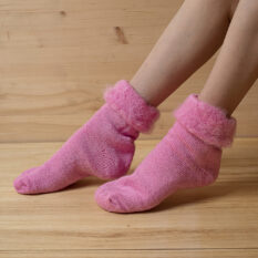 Vlnené ponožky "šošonky" - ružové