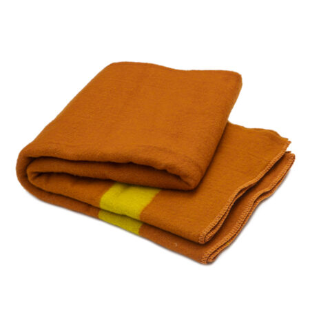 Thick Wool Blanket Rainbow XXVII - Orange with Yellow Stripes
