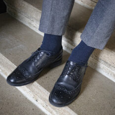 Set of 4 pairs of classic black, blue and grey wool socks