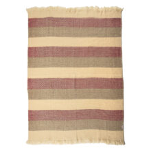 Wool Blanket Karandila XVIII burgundy, white and grey stripes, King Size, EXTRA LARGE