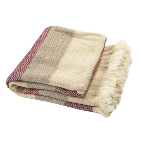 Wool Blanket Karandila XIX with burgundy and grey stripes - king size