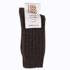 Pletené vlněné ponožky 100% vlna, silný pružný úplet - hnědé nebarvené