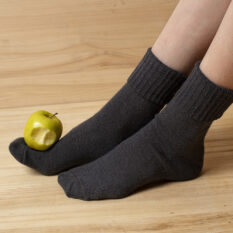 Socks 90% wool, one-color elastic knit with turn-up hem - dark gray