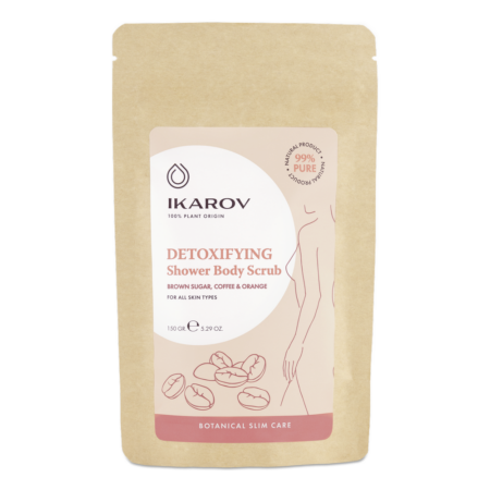Detoxikační sprchový tělový peeling s výtažkem z kávy, hnědého cukru a pomeranče