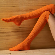 Set of 6 pairs of wool knee socks patterned 80% wool
