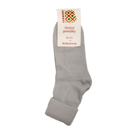 Ponožky 90% vlna, jednobarevný pružný úplet s ohrnovacím lemem - jasanově šedé