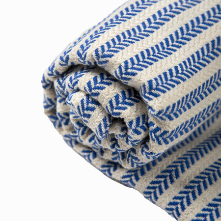 Ručně tkaná sada - modrý bavlněný set Portokala a vlněná deka Nara dle Vašeho výběru